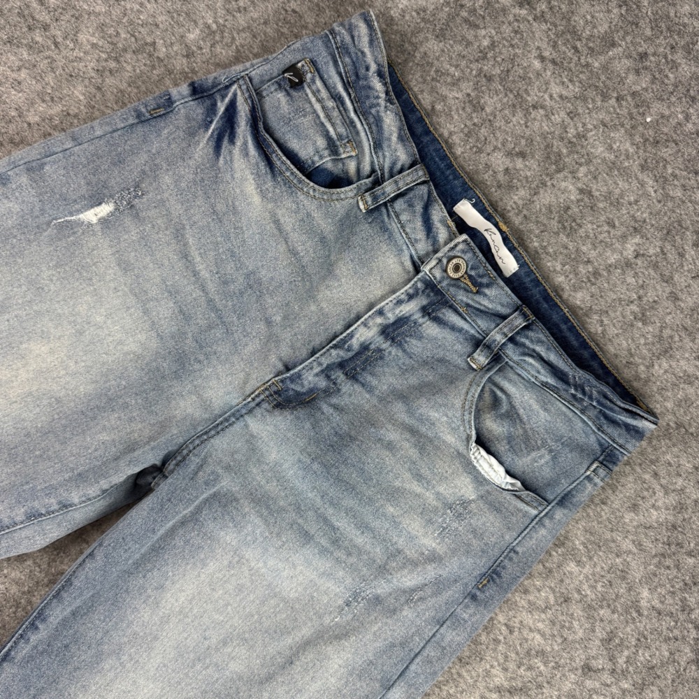 KanCan KC2565L-TJ Women Light Wash Distressed High Rise Straight Leg Jeans 9 28